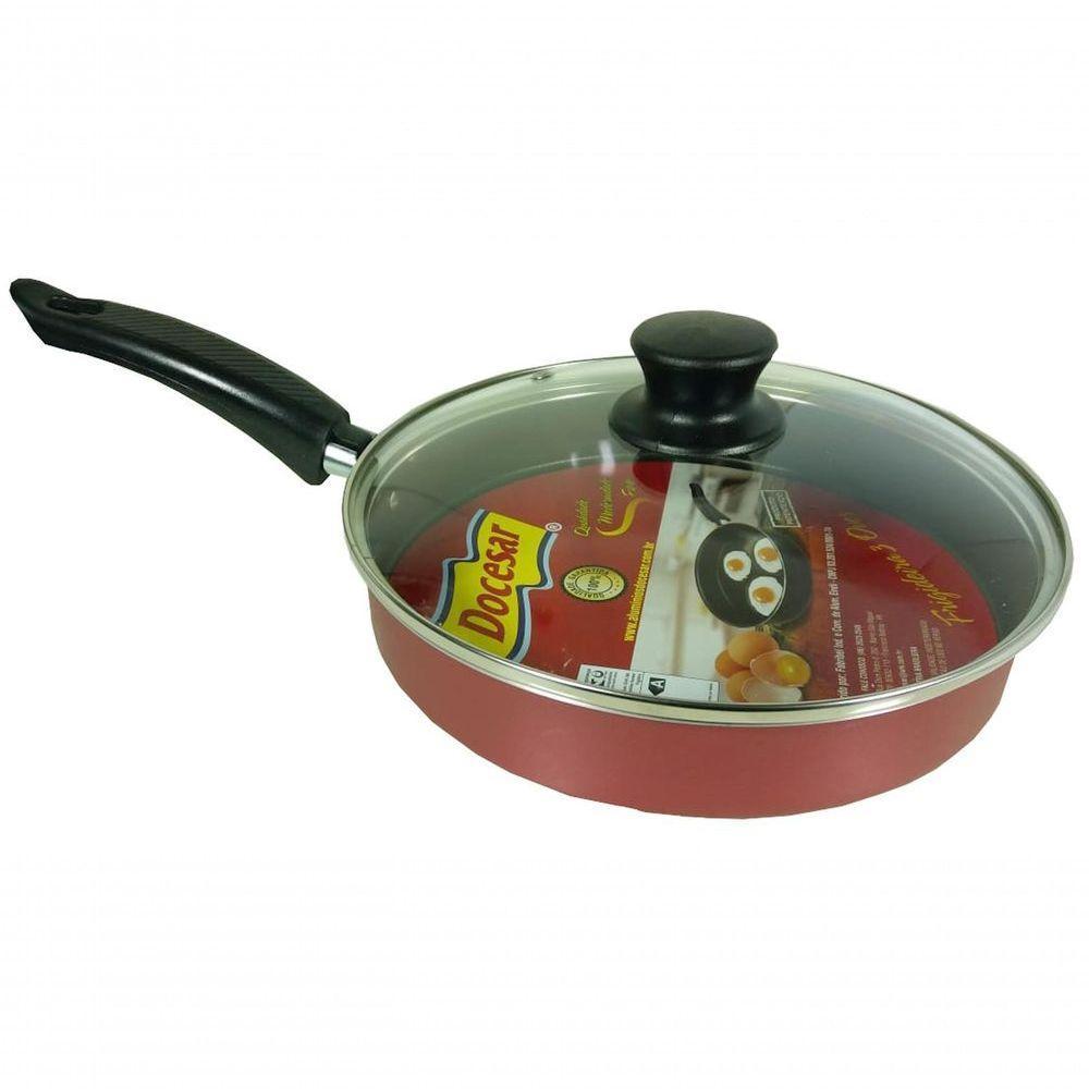 Frigideira 3 Ovos Tampa Vidro Antiaderente Cereja Docesar - 1