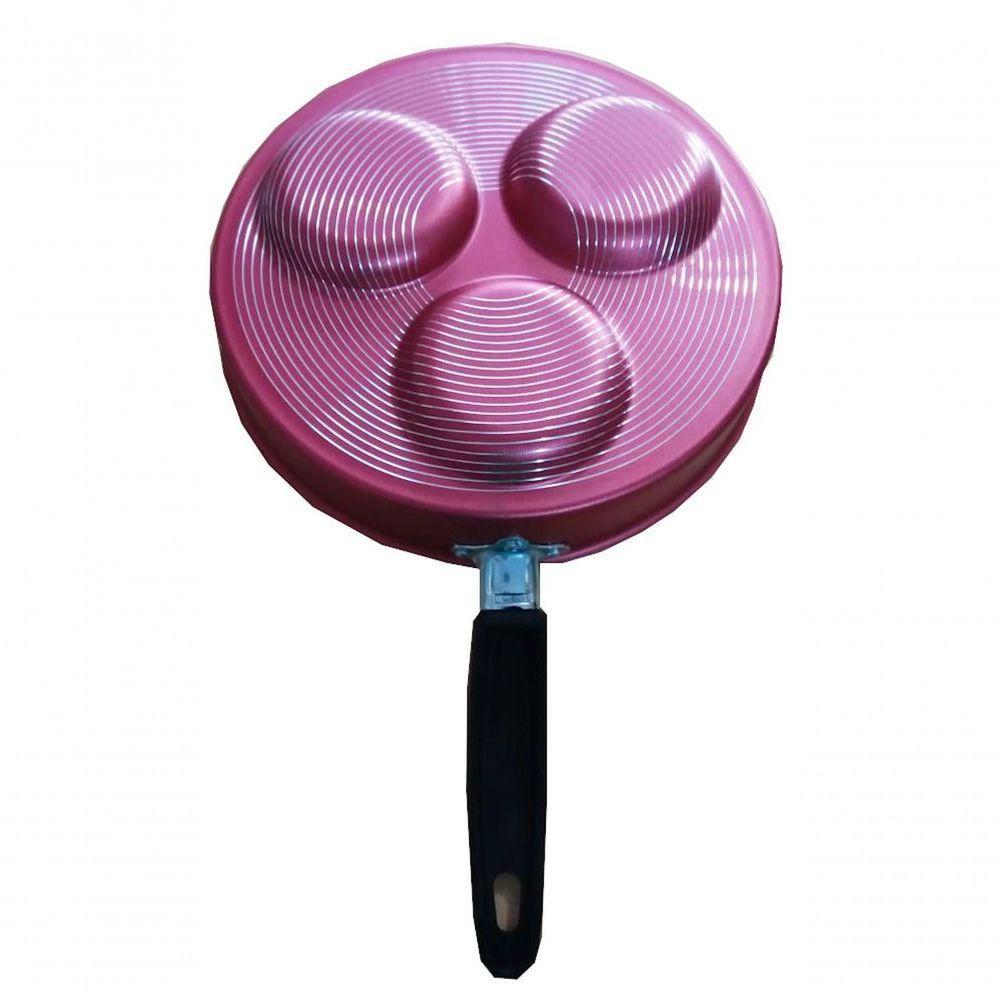 Frigideira 3 Ovos Tampa Vidro Antiaderente Cereja Docesar - 2