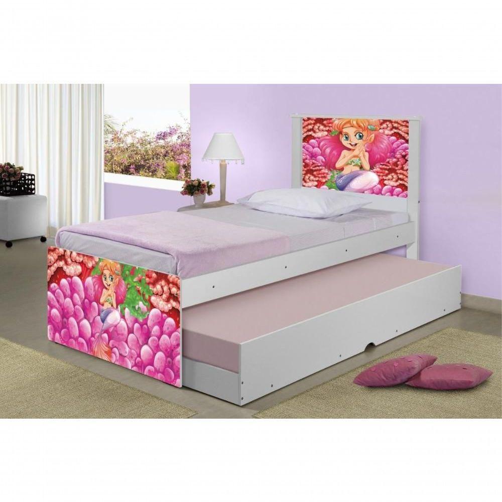 Bicama Juvenil Com Cabeceira Adesivada Sereia E Corais - 3