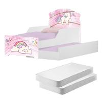 Bicama Infantil Uly Unicórnio Rosa Com Colchões - 1