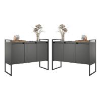 Buffet 3 Portas Rouxe Preto Conjunto 2 Unidades - 1