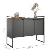 Buffet 3 Portas Rouxe Preto Conjunto 2 Unidades - 2