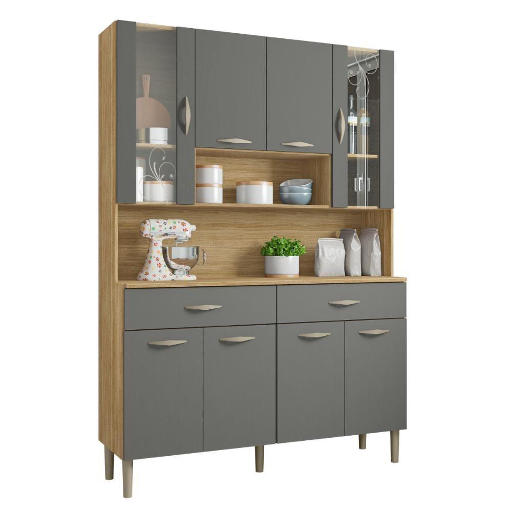 Armário De Cozinha Com 2 Gavetas Pisa Freijó Gris - 1