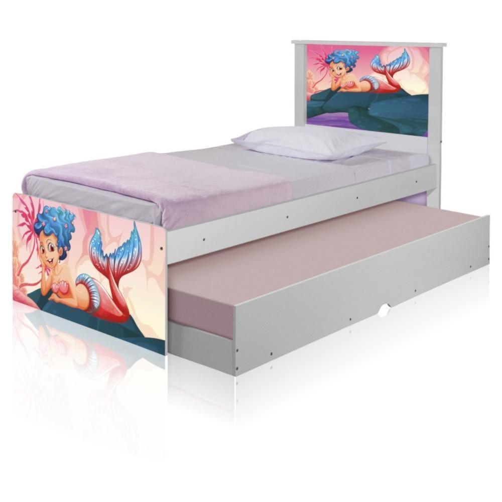 Bicama Juvenil Com Cabeceira Adesivada Sereia Nas Pedras - 2