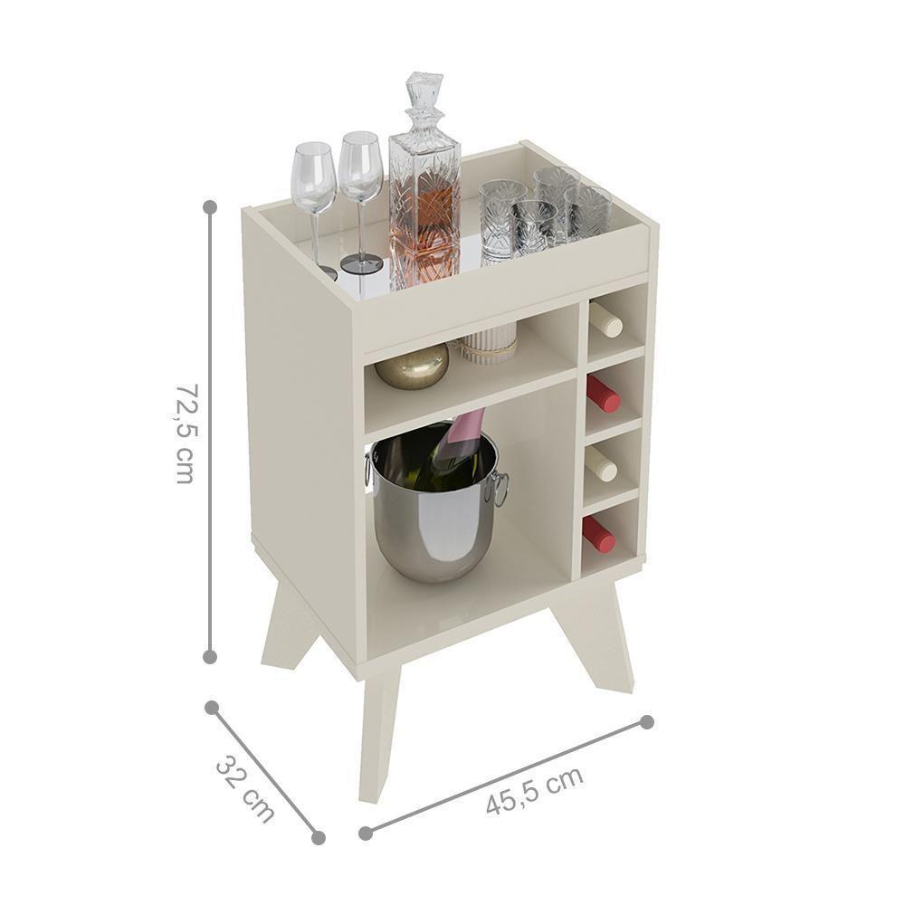 Bar Aparador Tampo Em Espelho Raccoon Off White - 2