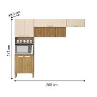 Armário Para Cozinha 9 Portas Hamburgo Freijó Vanilla Ripado - 2