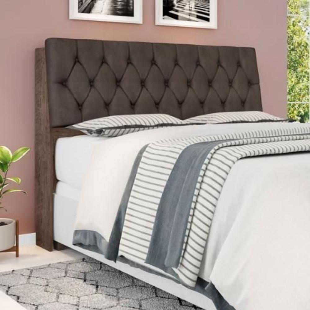 Cabeceira Box Queen Isis Chocolate Com Capitonê Marrom - 1