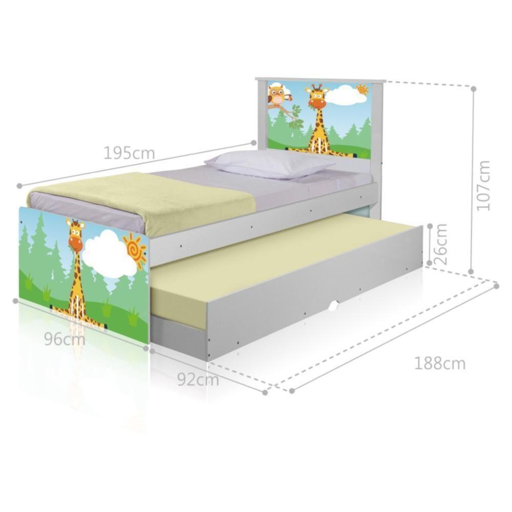 Bicama Juvenil Adesivada Safari Girafa Com Colchões - 1