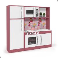 Armário Cozinha Com Refrigerador Infantil Lux Branco Rosa - 3