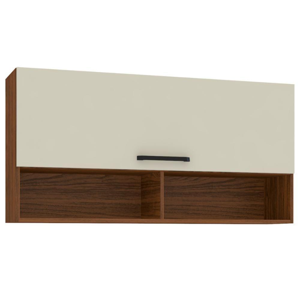 Armário Aéreo Com 1 Porta India Nogueira Off White - 1