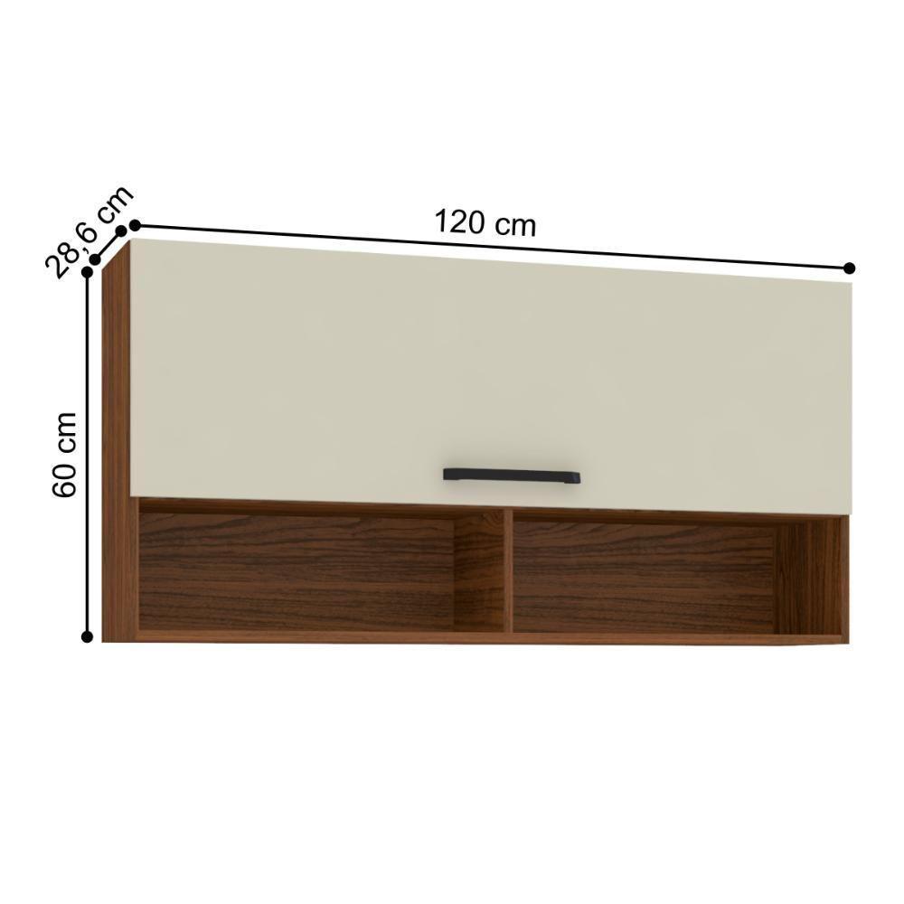 Armário Aéreo Com 1 Porta India Nogueira Off White - 2