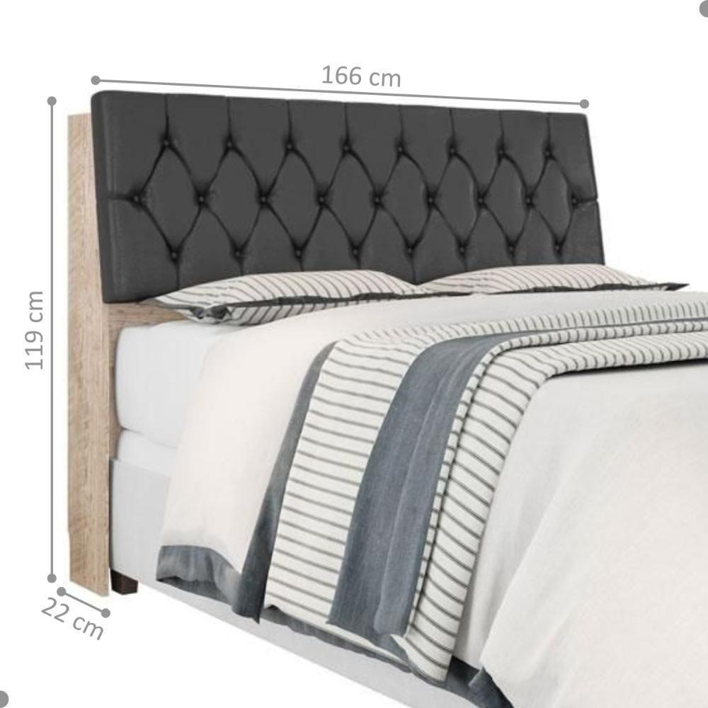 Cabeceira Box Queen Isis Amarula Com Capitonê Preto - 2