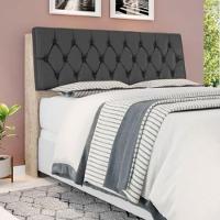 Cabeceira Box Queen Isis Amarula Com Capitonê Preto - 1