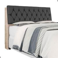 Cabeceira Box Queen Isis Amarula Com Capitonê Preto - 3