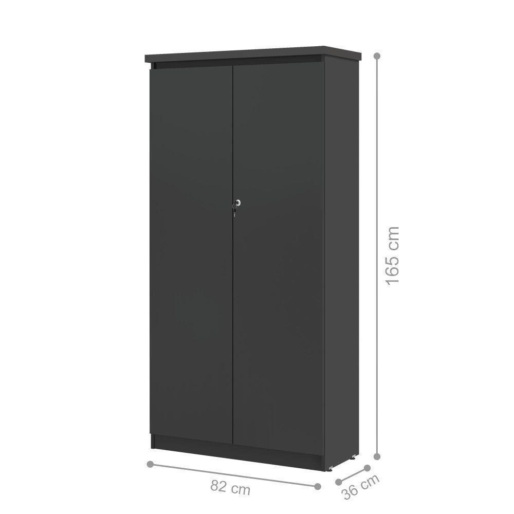 Armario Com 2 Portas 4 Prateleiras Emir Preto Onix - 2
