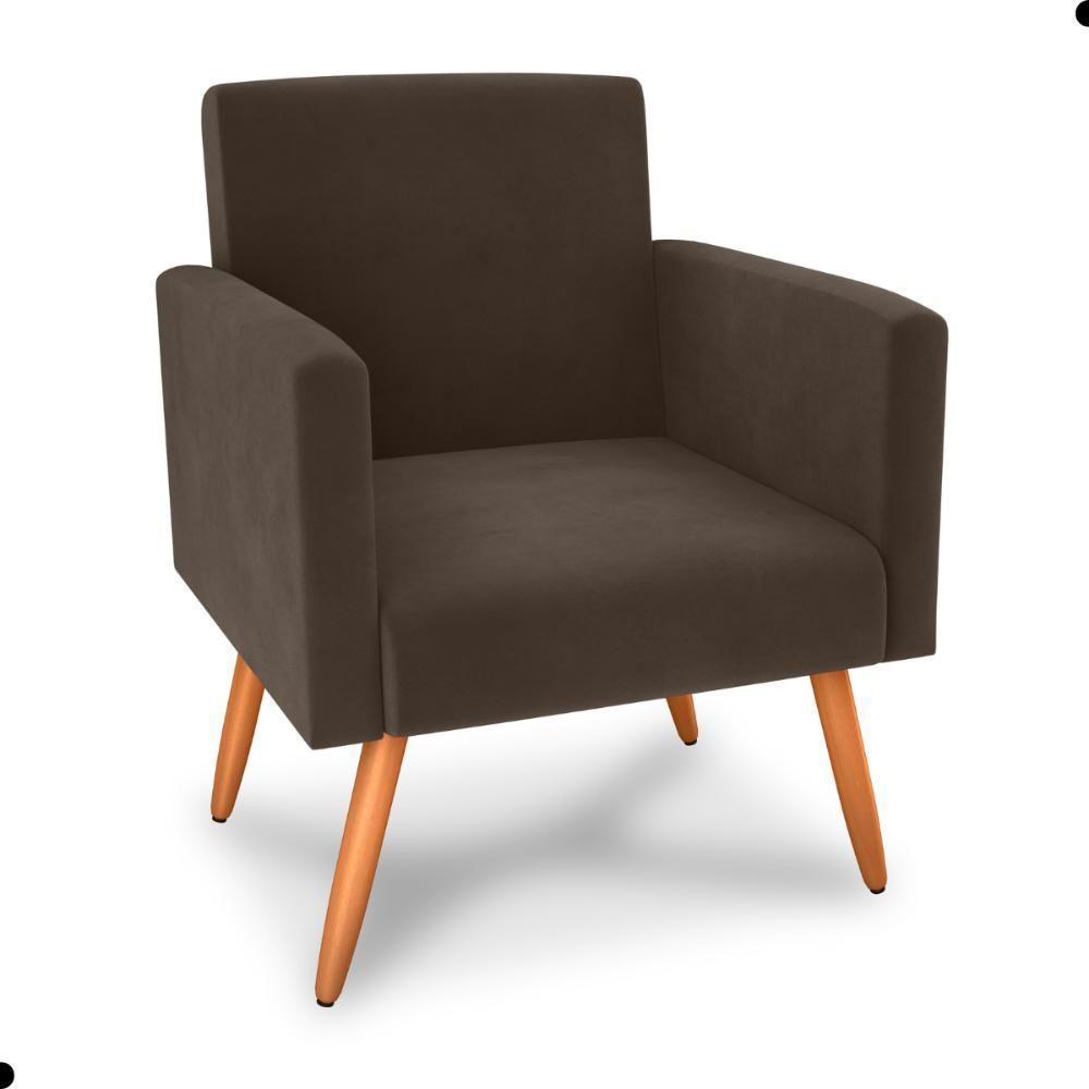 Conjunto Poltronas E Puff Iara Veludo Marrom - 4