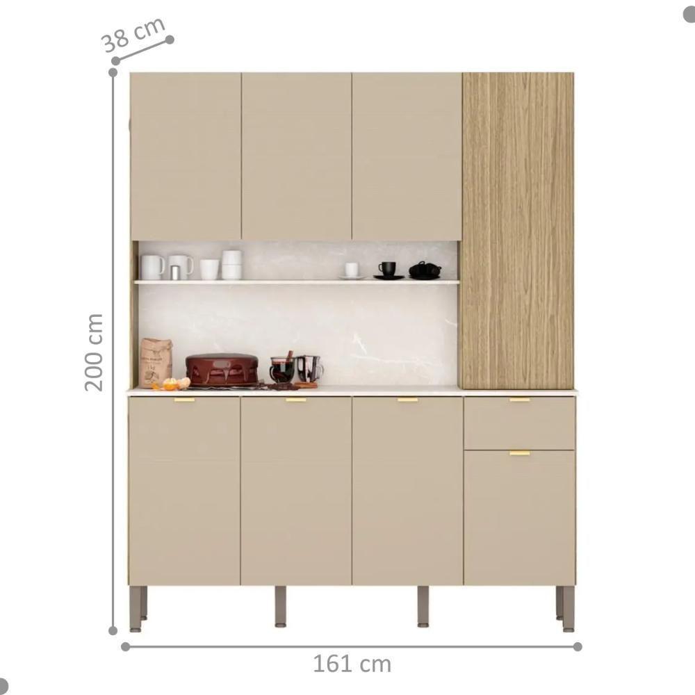 Armário Para Cozinha 8 Portas Riscatto Aroa Freijó Vanilla - 2