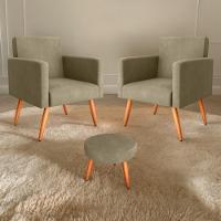 Conjunto Poltronas E Puff Anari Veludo Turkey Cappuccino - 1