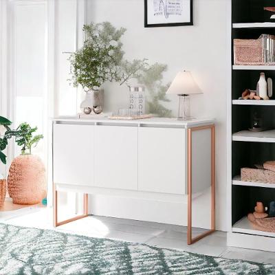 Buffet Elegante Com 3 Portas Turim Branco Cobre