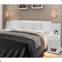 Cabeceira Box Bruna Branco Com Capitonê Branco - 1