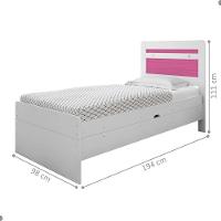 Cama Baú Solteiro Larissa Branco E Rosa - 2