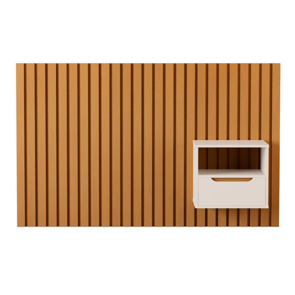 Cabeceira Para Cama Solteiro Com 1 Mesa Foggia Nature Pérola - 1