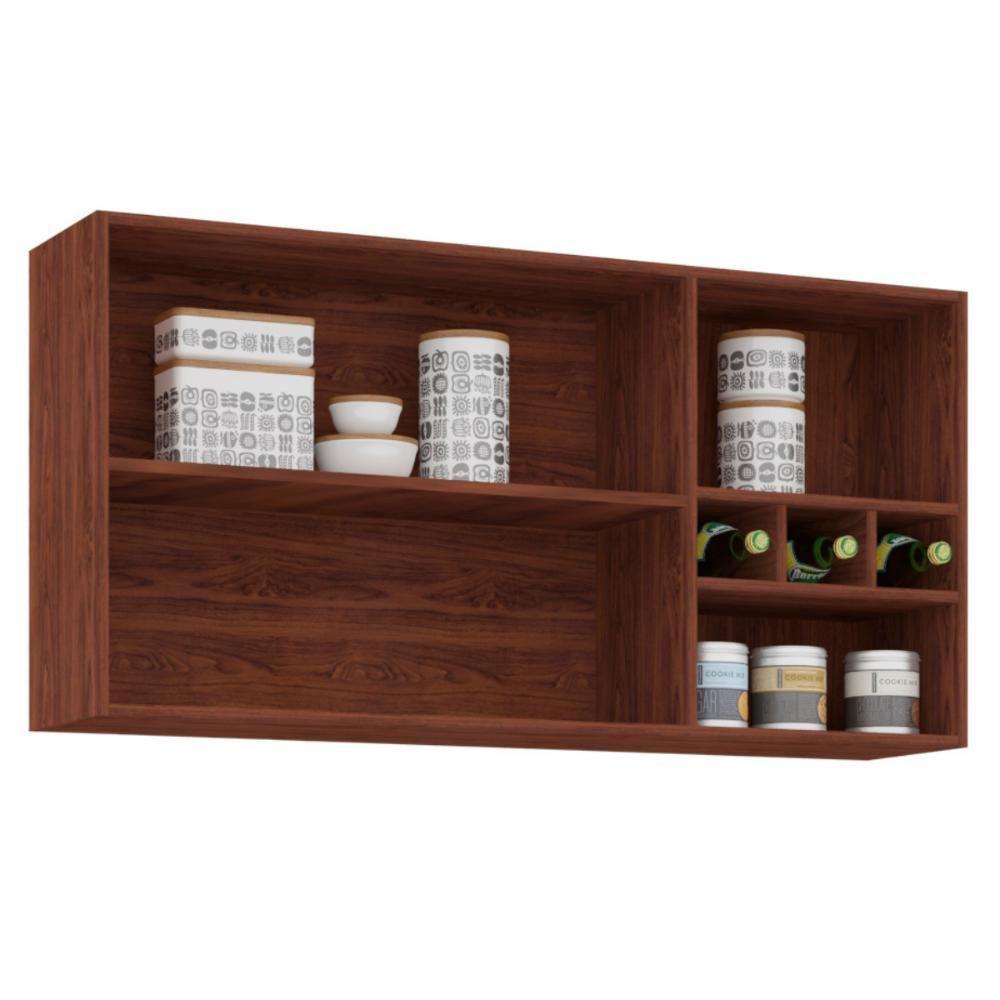 Armário Aéreo Com 3 Portas Worth Nogueira Off White - 3