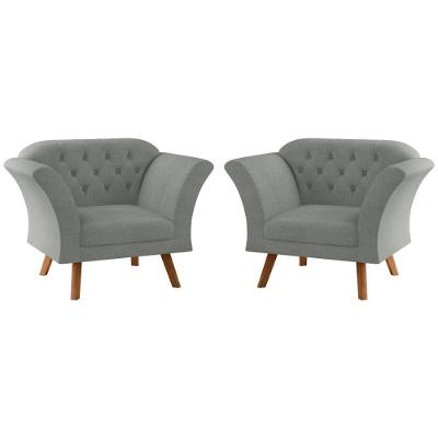Conjunto Poltrona Decorativa Roseira Linha Grafite