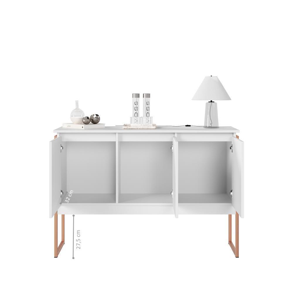 Buffet Classico Com 3 Portas Veneza Branco Cobre - 3
