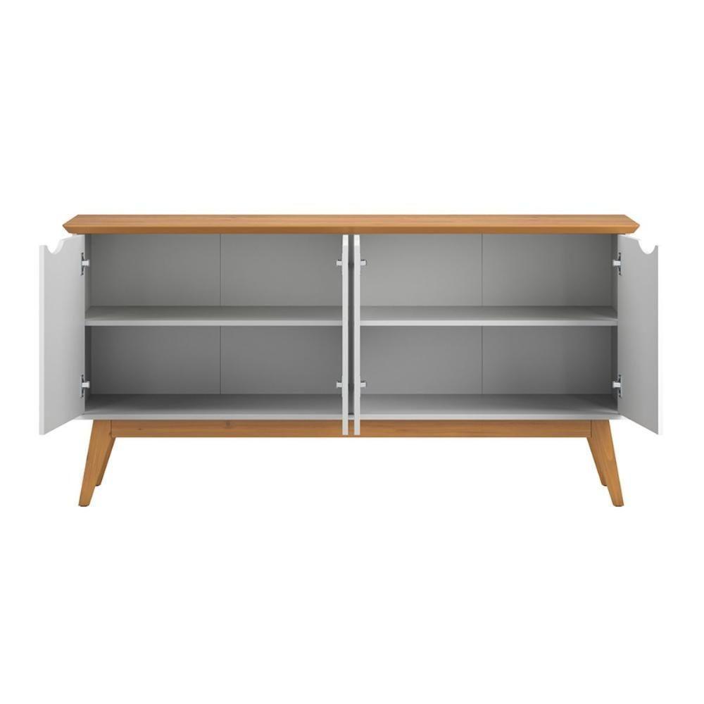Buffet Com 4 Portas Capela Branco Acetinado Cinamomo - 3