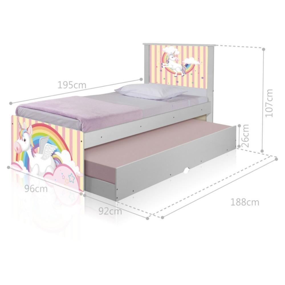 Bicama Juvenil Adesivada Unicórnio Meigo Com Colchões - 1
