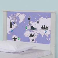 Bicama Juvenil Com Cabeceira Adesivada Mapa Viagens