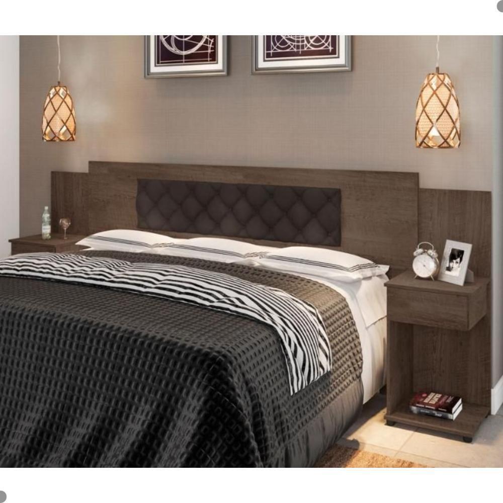 Cabeceira Box Bruna Chocolate Com Capitonê Marrom - 1