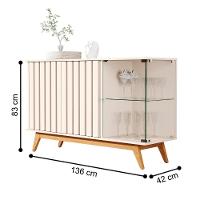 Buffet Ripado Com 3 Portas E Base De Madeira Paris Pérola - 2