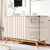 Buffet Ripado Com 3 Portas E Base De Madeira Paris Pérola - 3