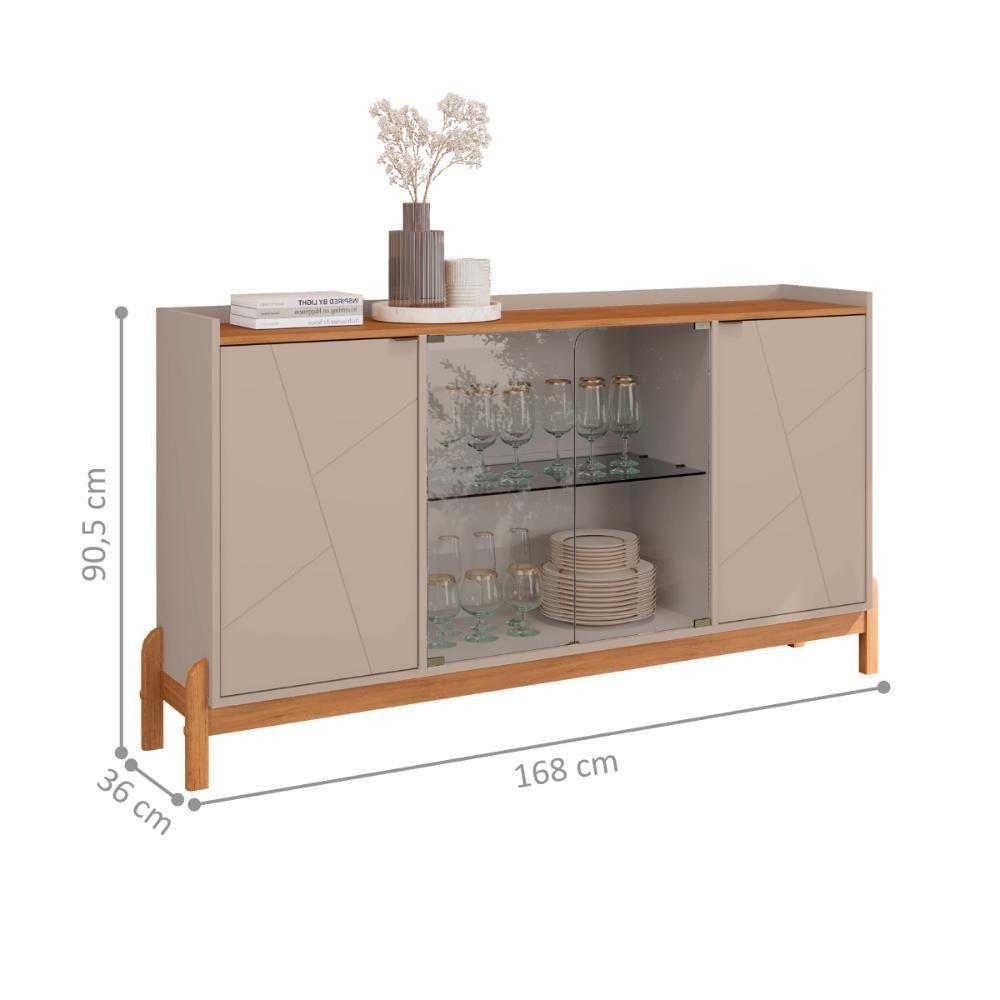 Buffet Aparador 2 Portas Com Vidro Madri Off White Cedro - 2