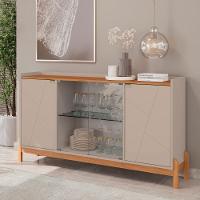 Buffet Aparador 2 Portas Com Vidro Madri Off White Cedro - 4