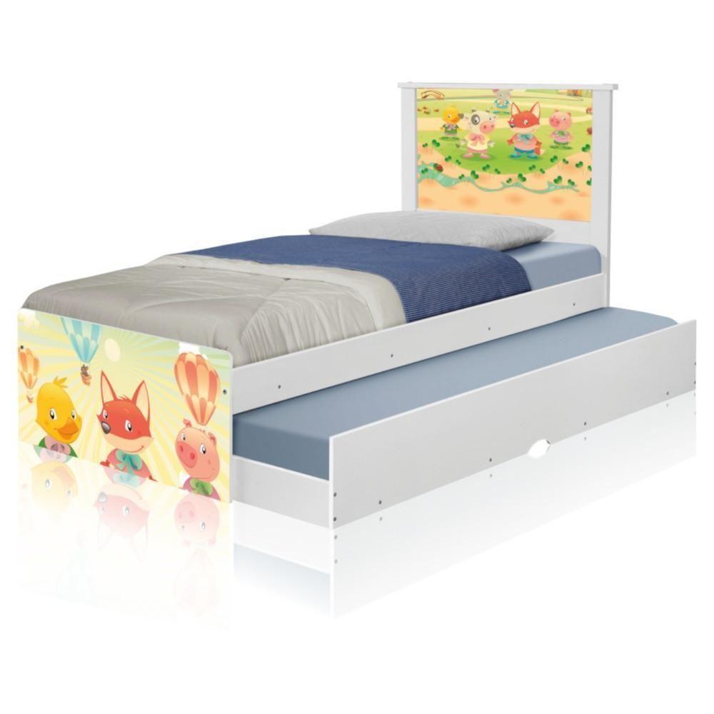 Bicama Juvenil Com Cabeceira Adesivada Fazendinha Animais - 2