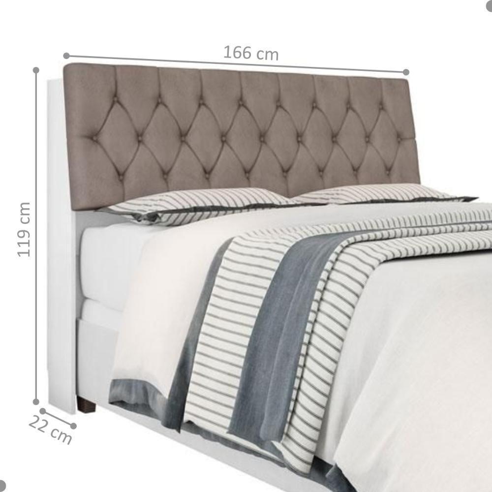 Cabeceira Box Queen Isis Branco Com Capitonê Bege Escuro - 2