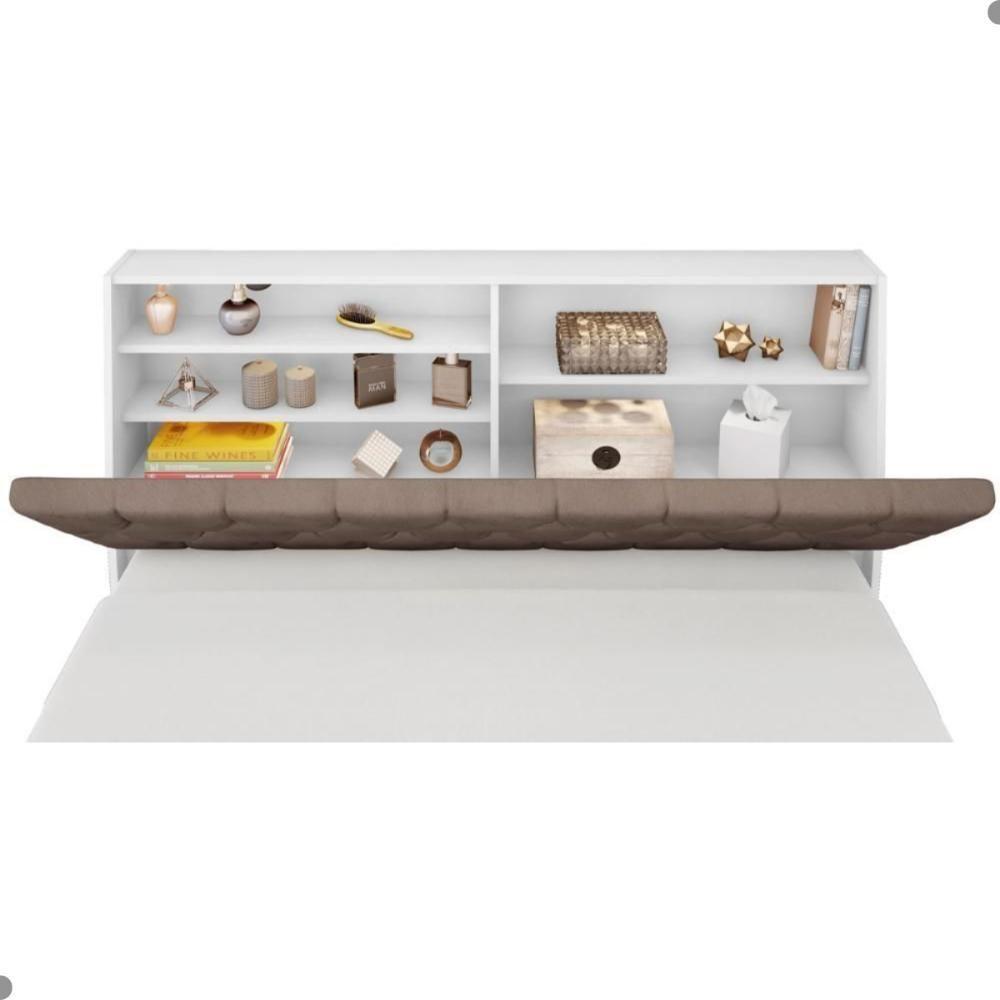 Cabeceira Box Queen Isis Branco Com Capitonê Bege Escuro - 4