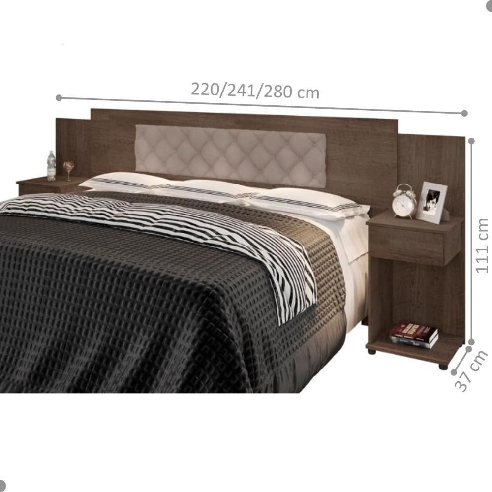 Cabeceira Box Bruna Chocolate Com Capitonê Bege Claro - 2