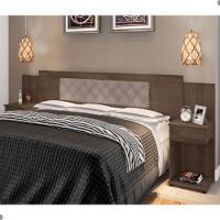 Cabeceira Box Bruna Chocolate Com Capitonê Bege Claro - 1