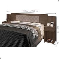 Cabeceira Box Bruna Chocolate Com Capitonê Bege Claro - 2