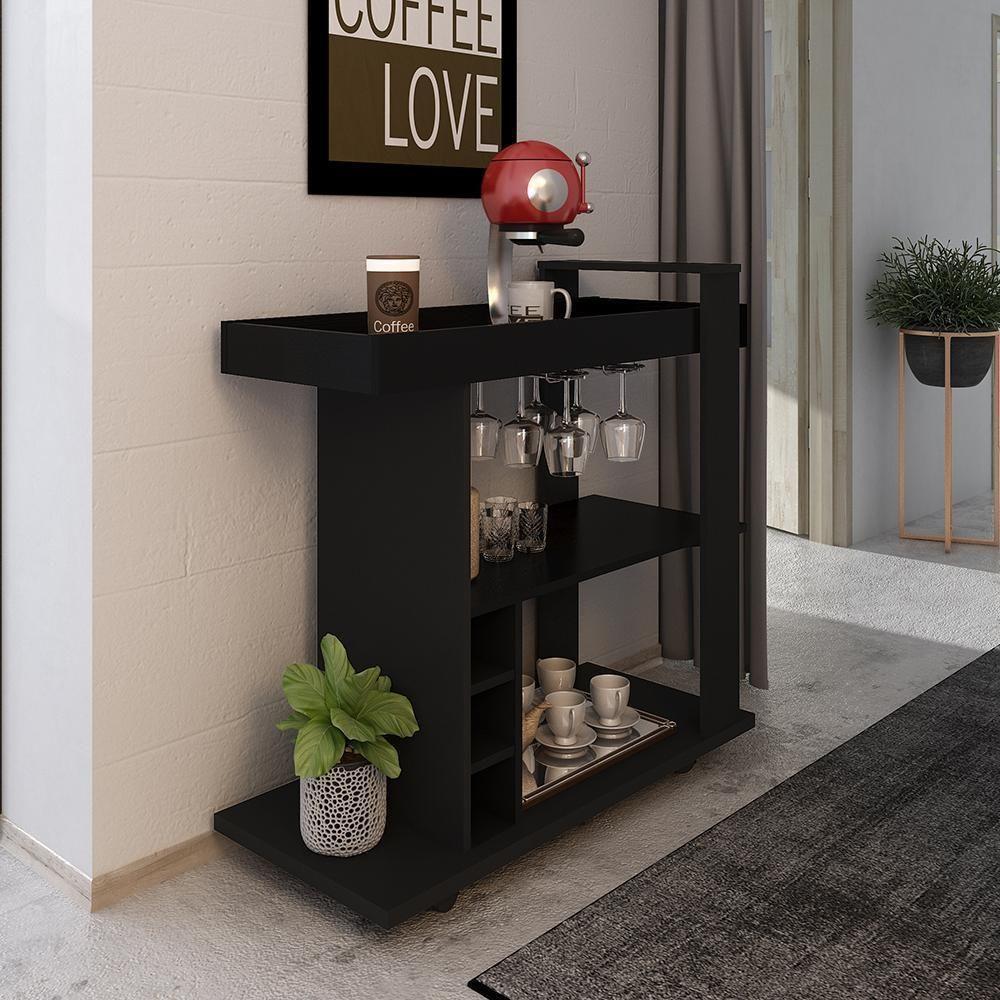 Bar Aparador 1 Prateleiras Pawnee Preto - 4