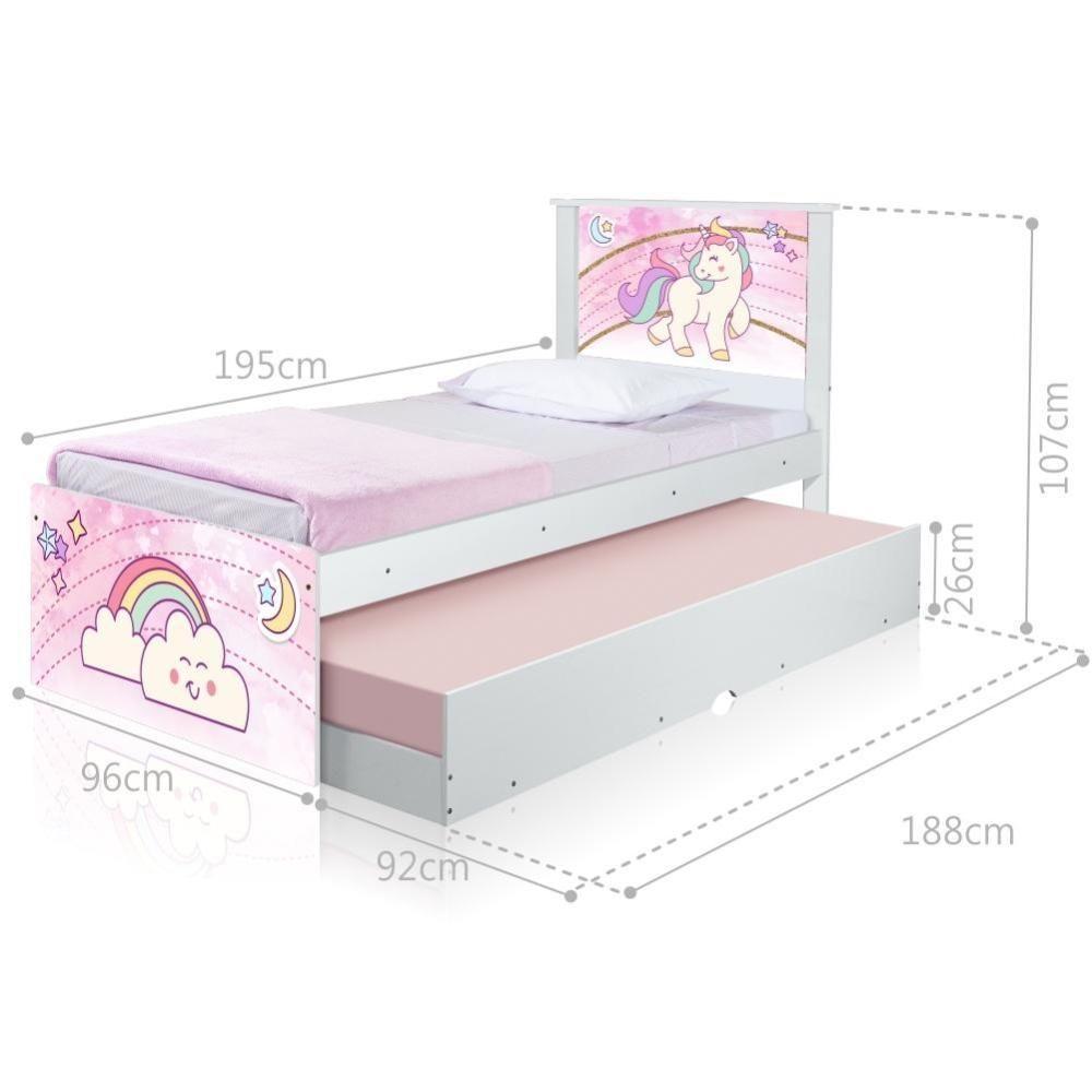 Bicama Juvenil Adesivada Unicórnio Com Colchões - 1