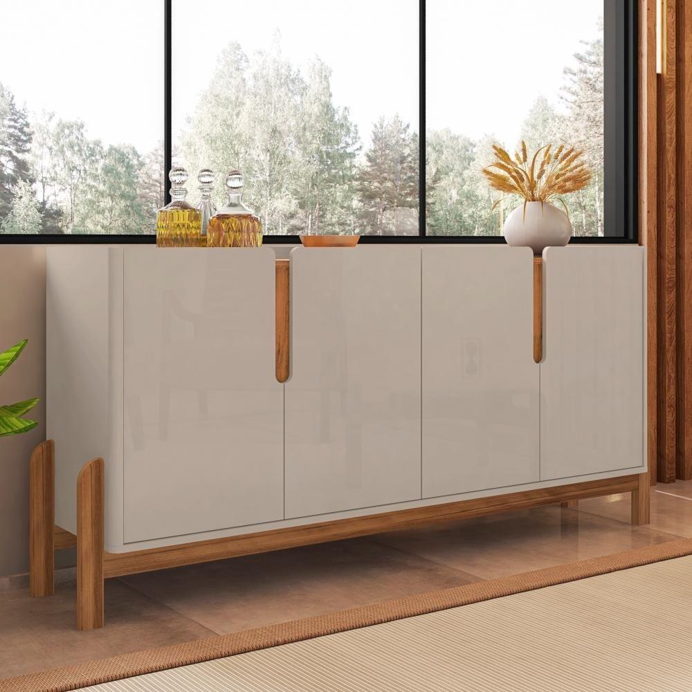 Buffet Agnes Off White-cedro 4 Portas Com Detalhe Curvo - 1