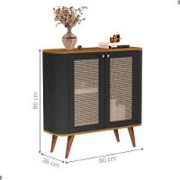 Buffet Com 2 Portas E 1 Prateleira Madrid Preto Nature - 2