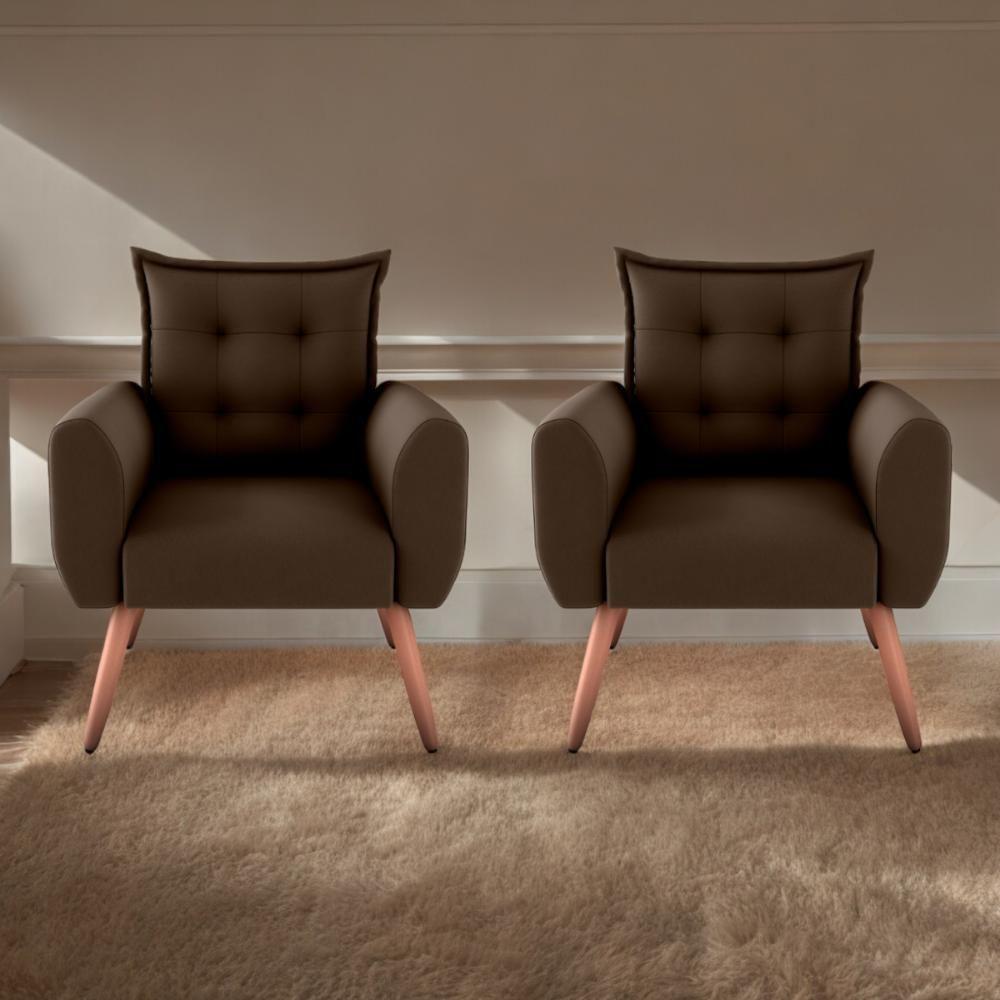 Jogo De Poltronas Decorativas Park Suede Marrom - 1