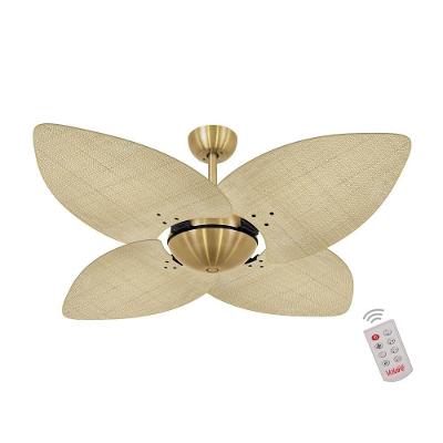 Ventilador De Teto Dormamu Dourado Office 4 Pás Palmae Natural 220V Com Controle