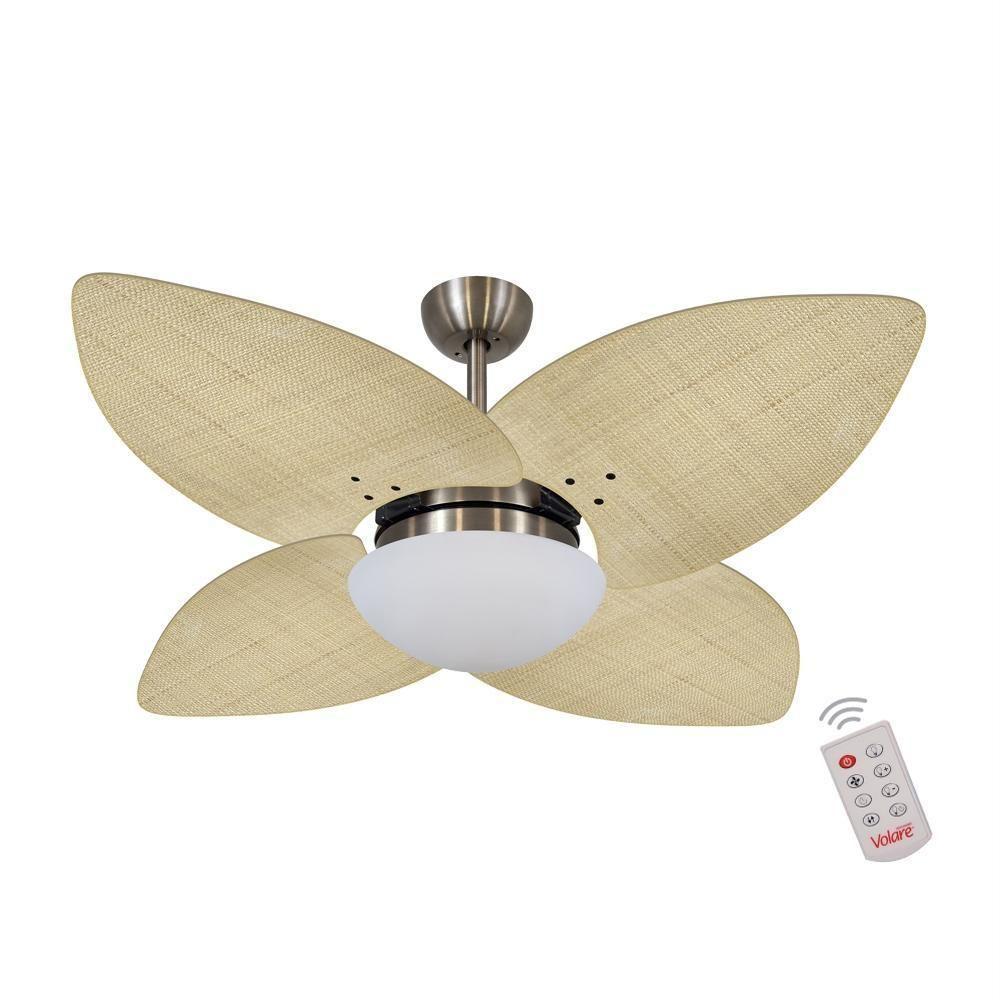 Ventilador De Teto Dormamu Bronze 4 Pás Palmae Natural 110V Com Controle - 1